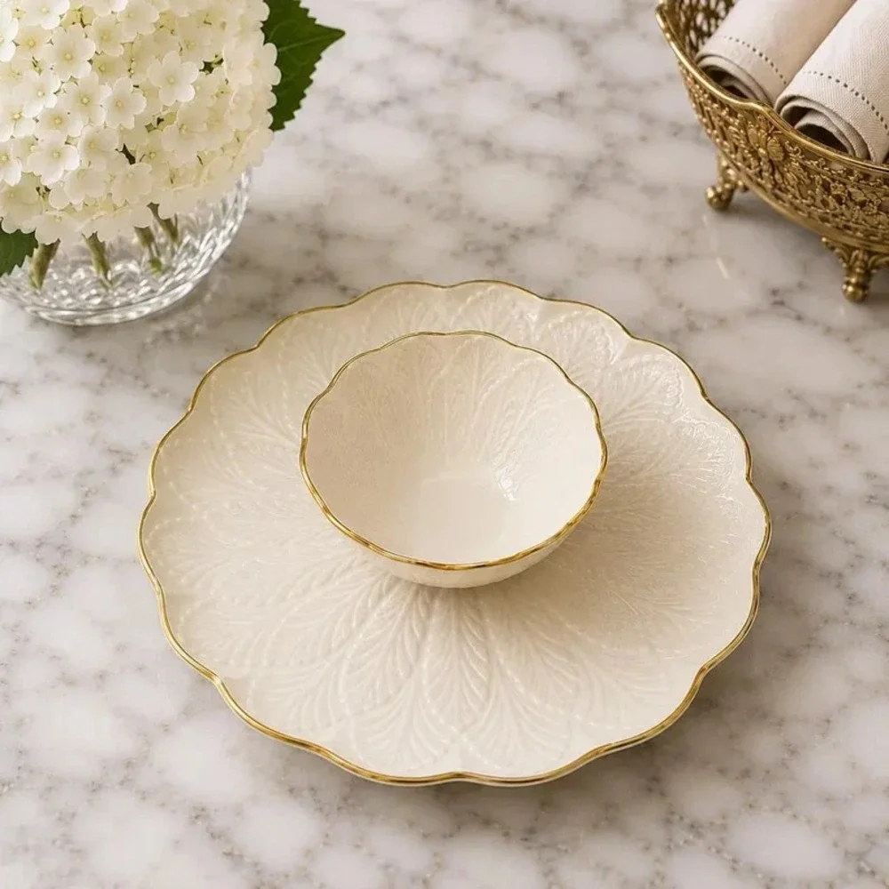 LENOX Greenfield Collection Chip & Dip Gold Trim 10.5